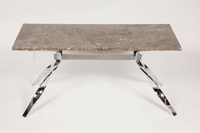 Vintage Mid-Century Marble Coffee Table with Chrome Base | The Architectural Forum