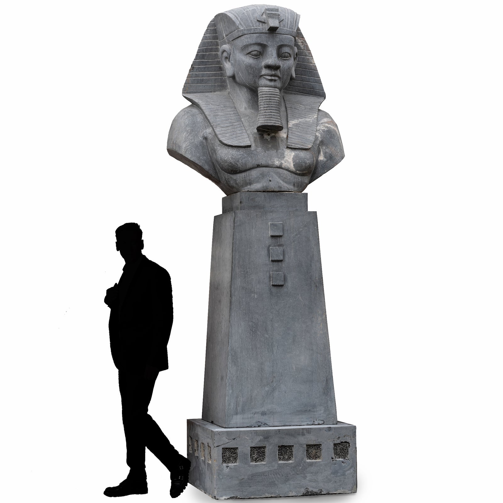 Monumental Egyptian Pharaoh Marble Statue on Plinth | The Architectural Forum