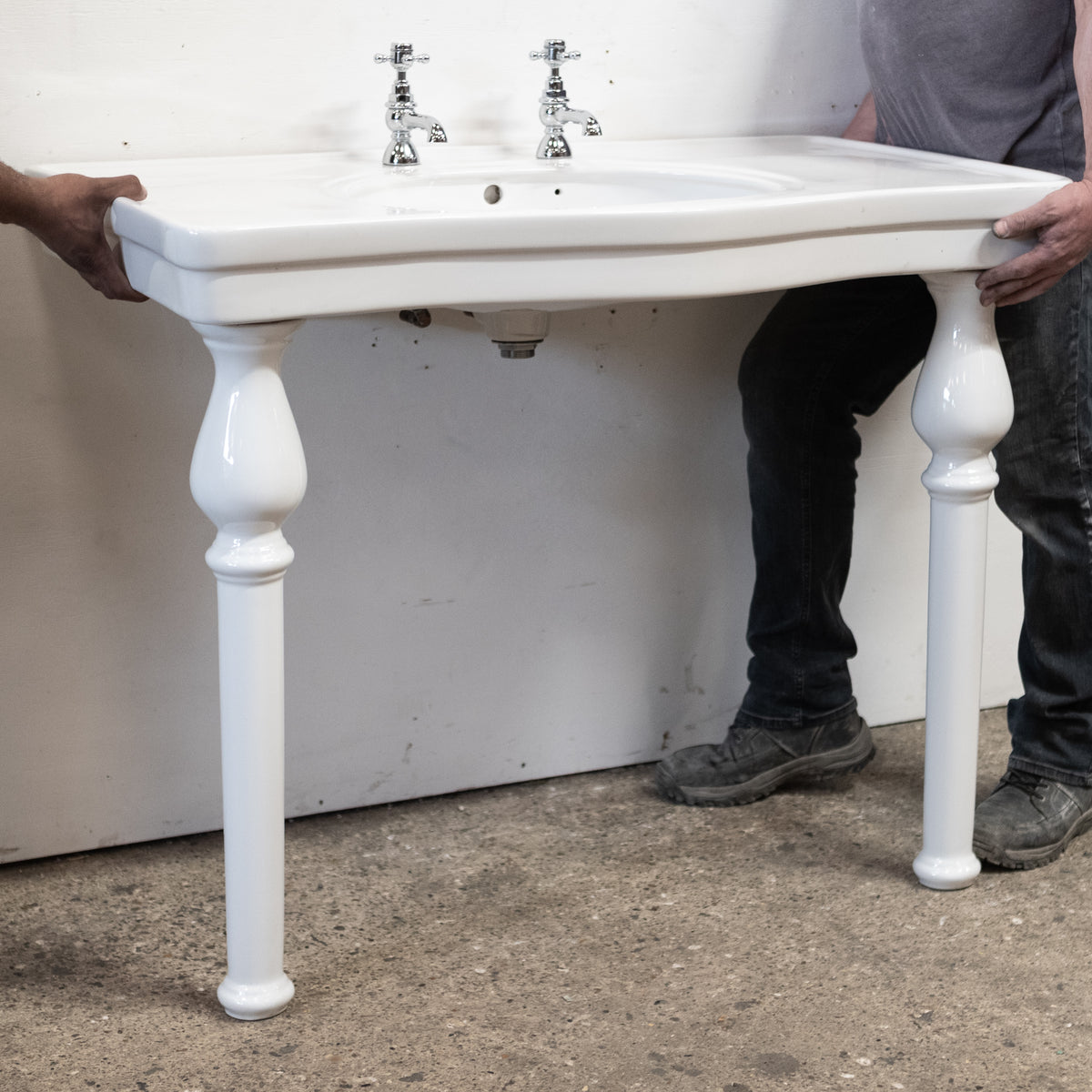 Large Reclaimed Console Sink on Legs | Pedestal Basin | The Architectural Forum