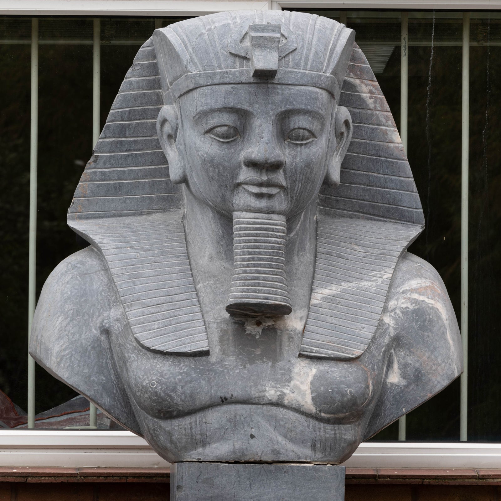 Monumental Egyptian Pharaoh Marble Statue on Plinth | The Architectural Forum