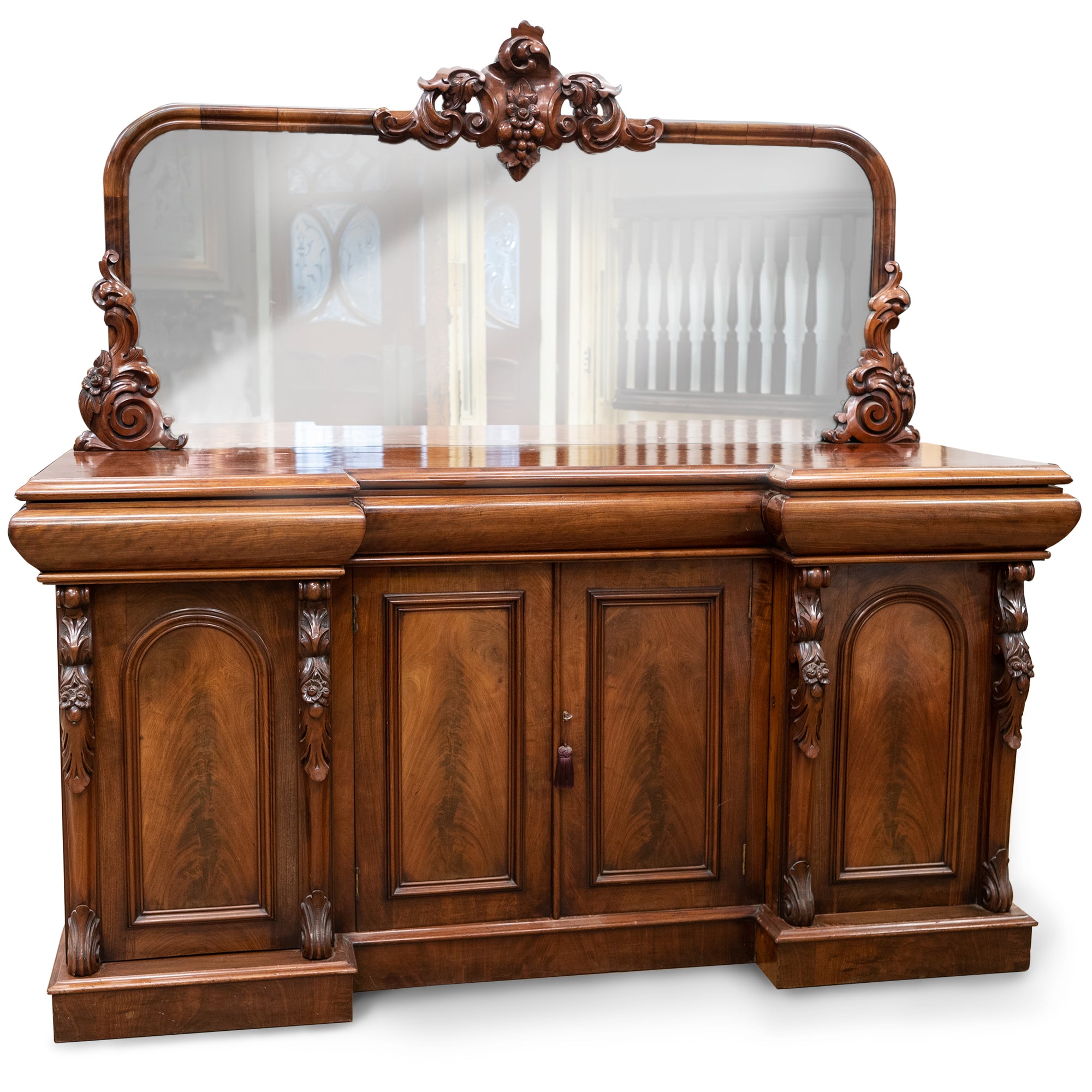 Antique Ornate Carved Mahogany Sideboard with Mirror and Secret Drawers | The Architectural Forum