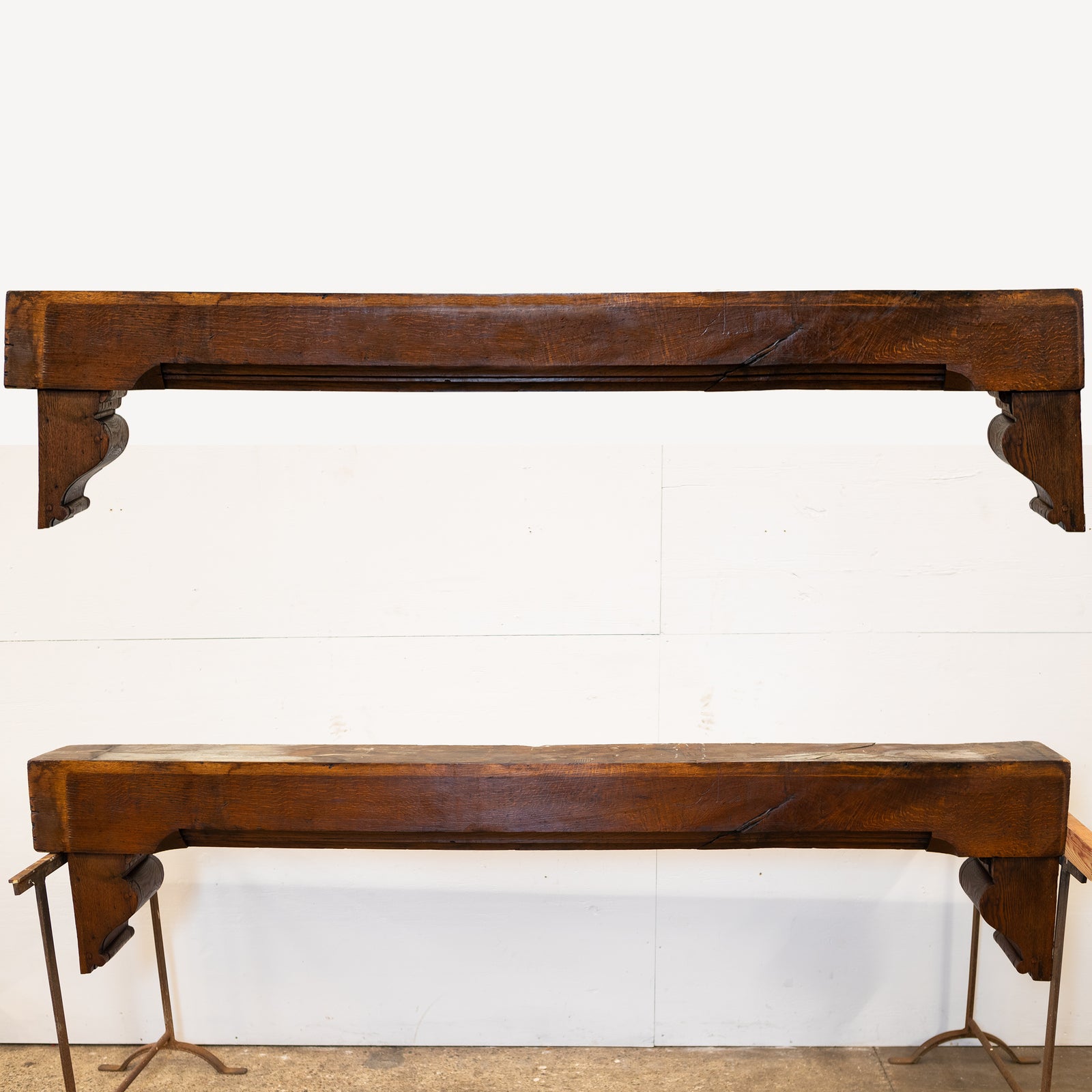 Antique Oak Decorative Beam Pediment with Corbels Inglenook Opening | The Architectural Forum