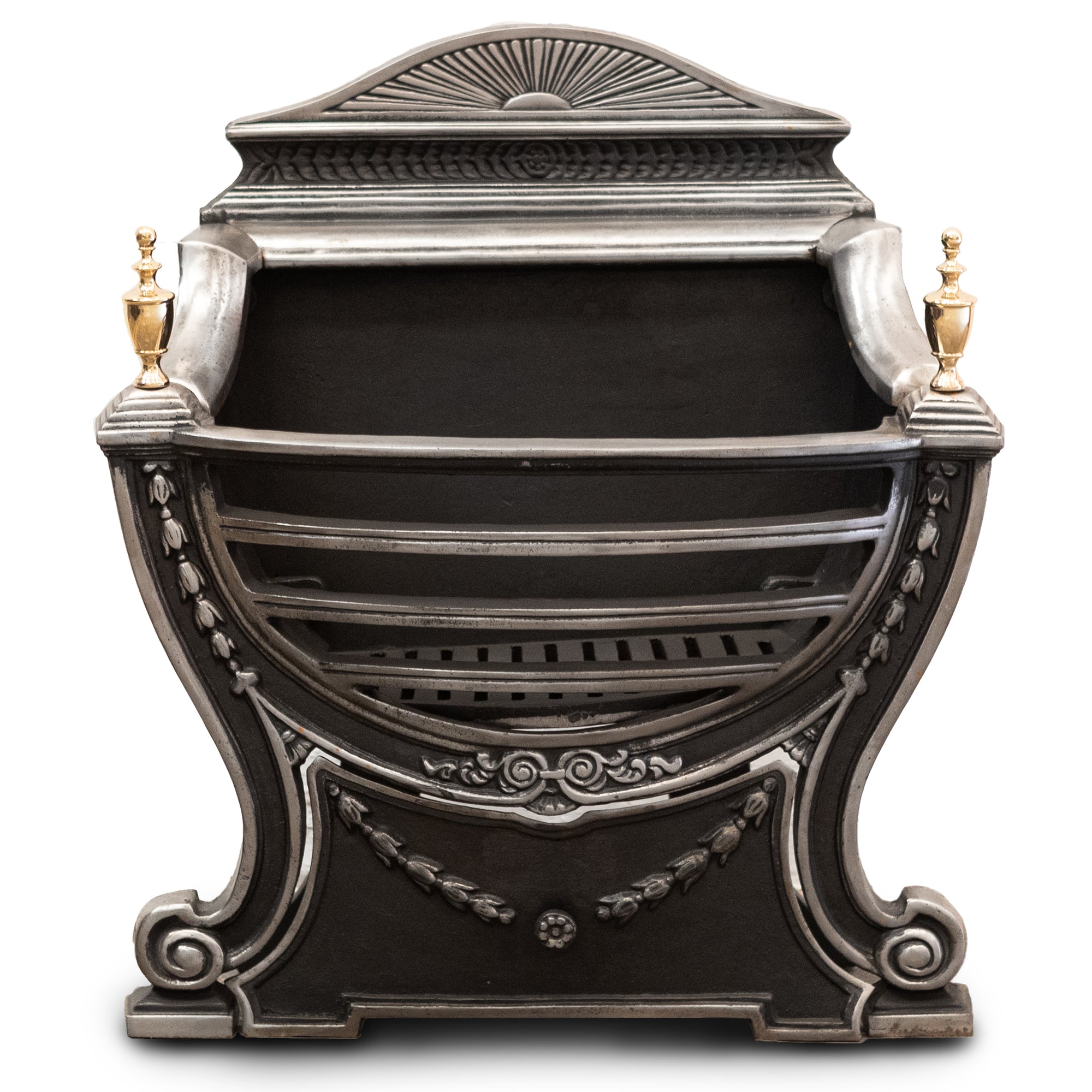 Reclaimed Victorian Style Cast Iron Fire Basket with Finials | The Architectural Forum
