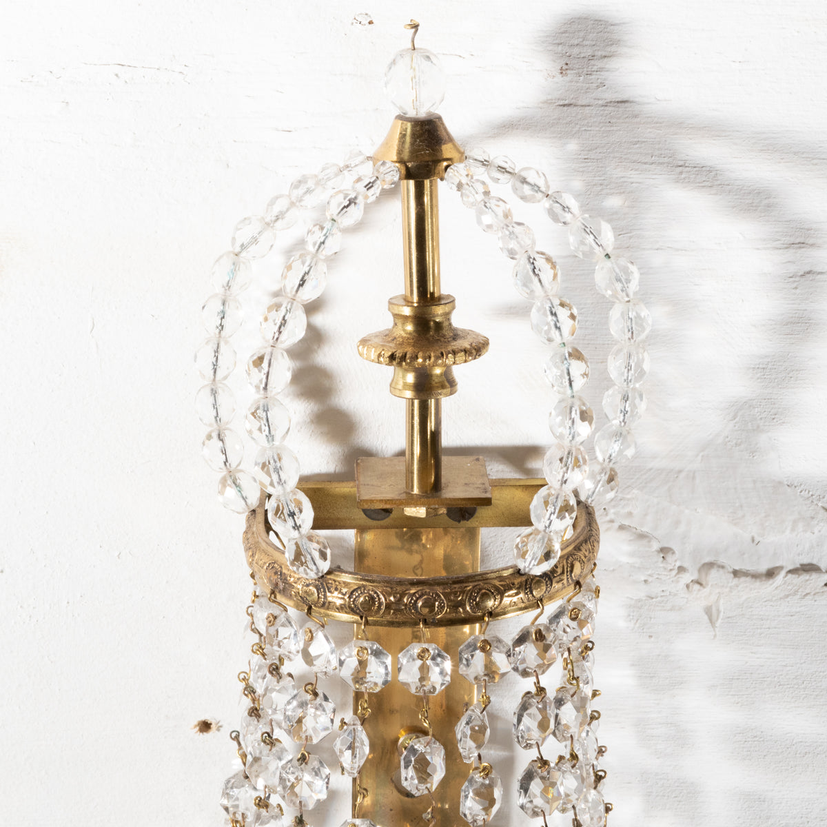 Reclaimed Brass and Crystal Chandelier Wall Light Sconces (4 Available) | The Architectural Forum