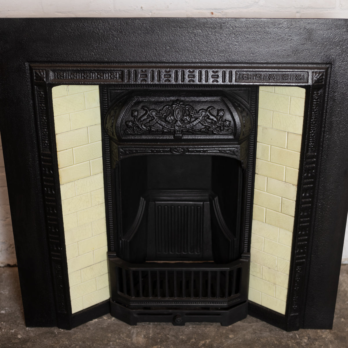 Antique Victorian Cast Iron Insert With Cream Tiles | The Architectural Forum