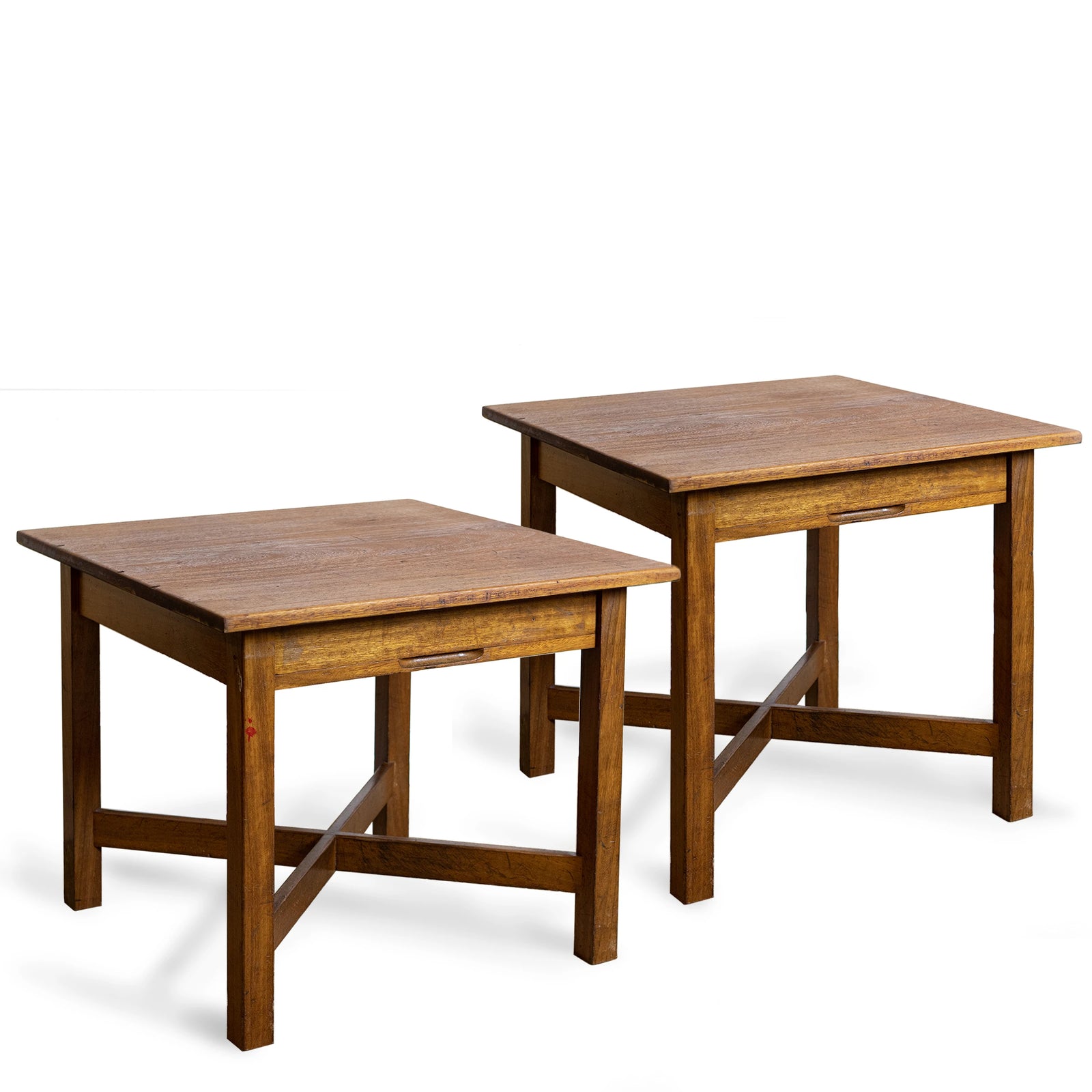 Reclaimed Vintage Solid Teak Square Tables | Desks with Drawer (many available) | The Architectural Forum