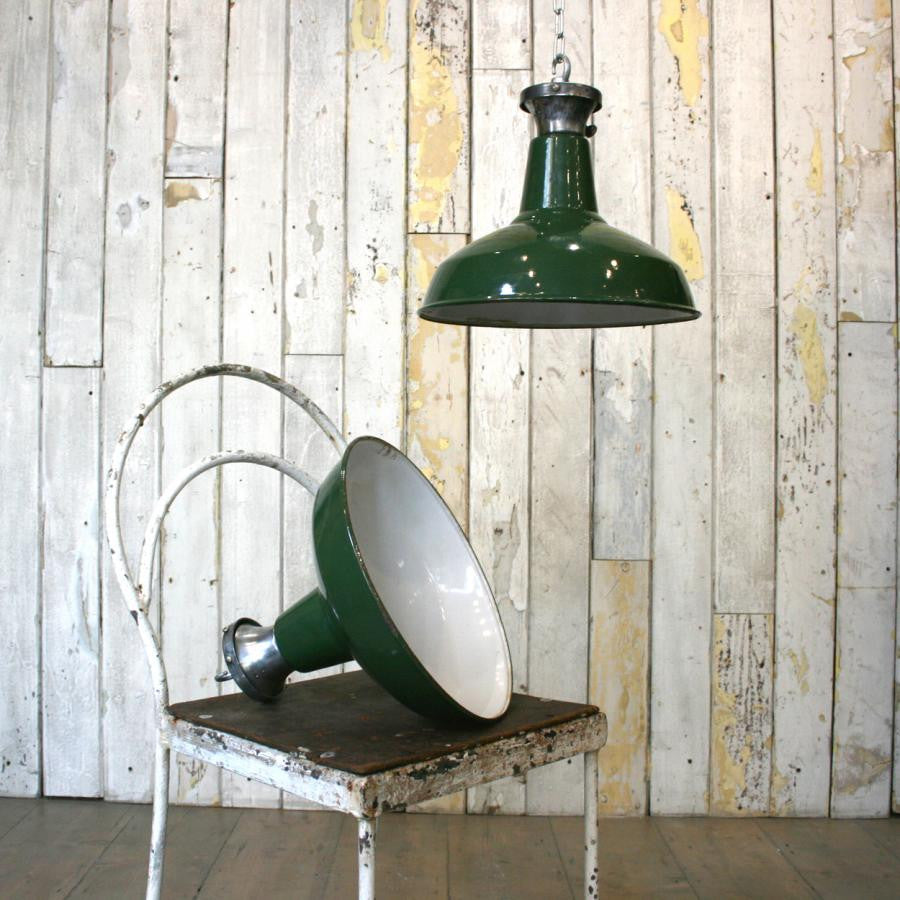 Vintage Industrial Green Enamelled Light Shades | The Architectural Forum