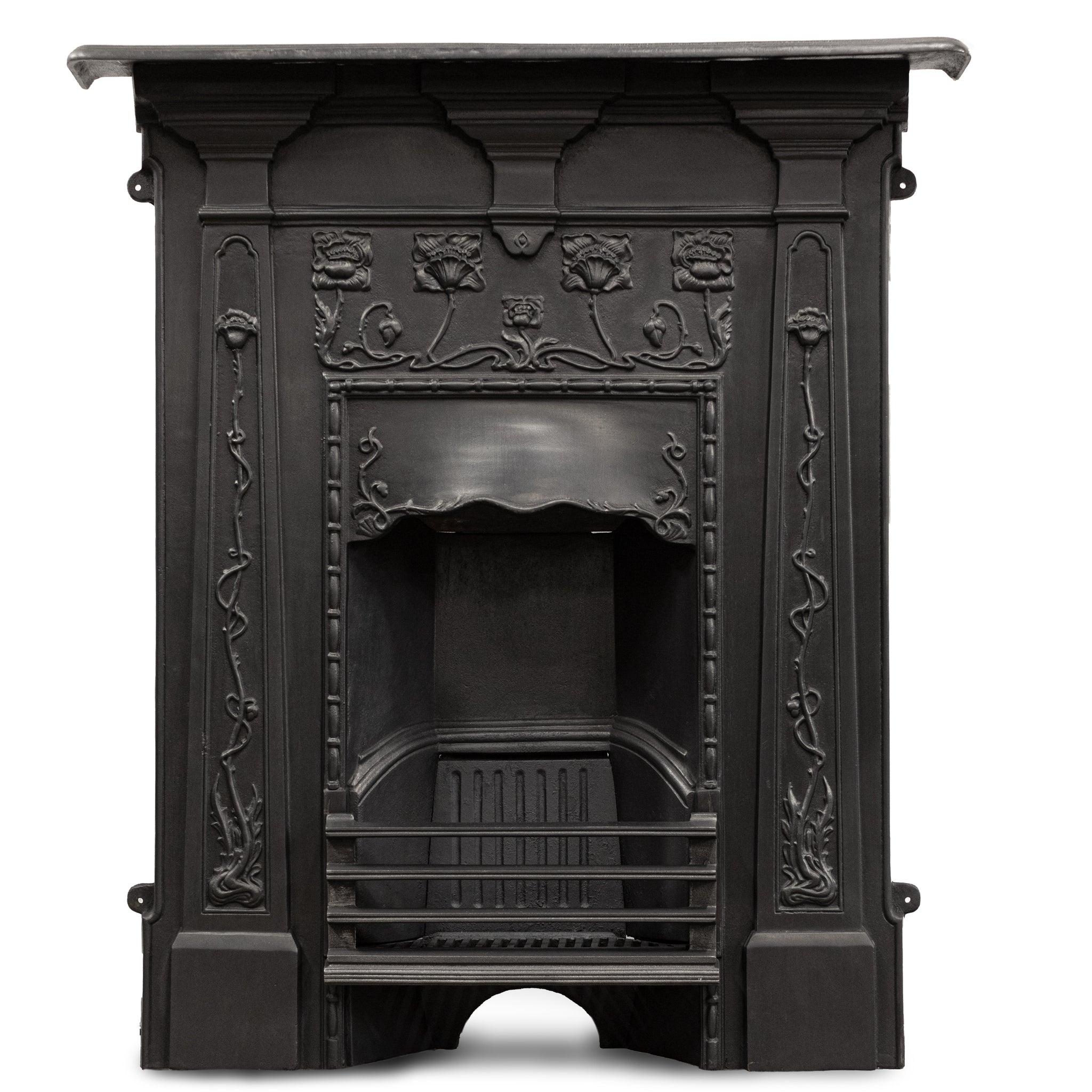 Antique Art Nouveau Cast Iron Combination Fireplace - The Architectural ...