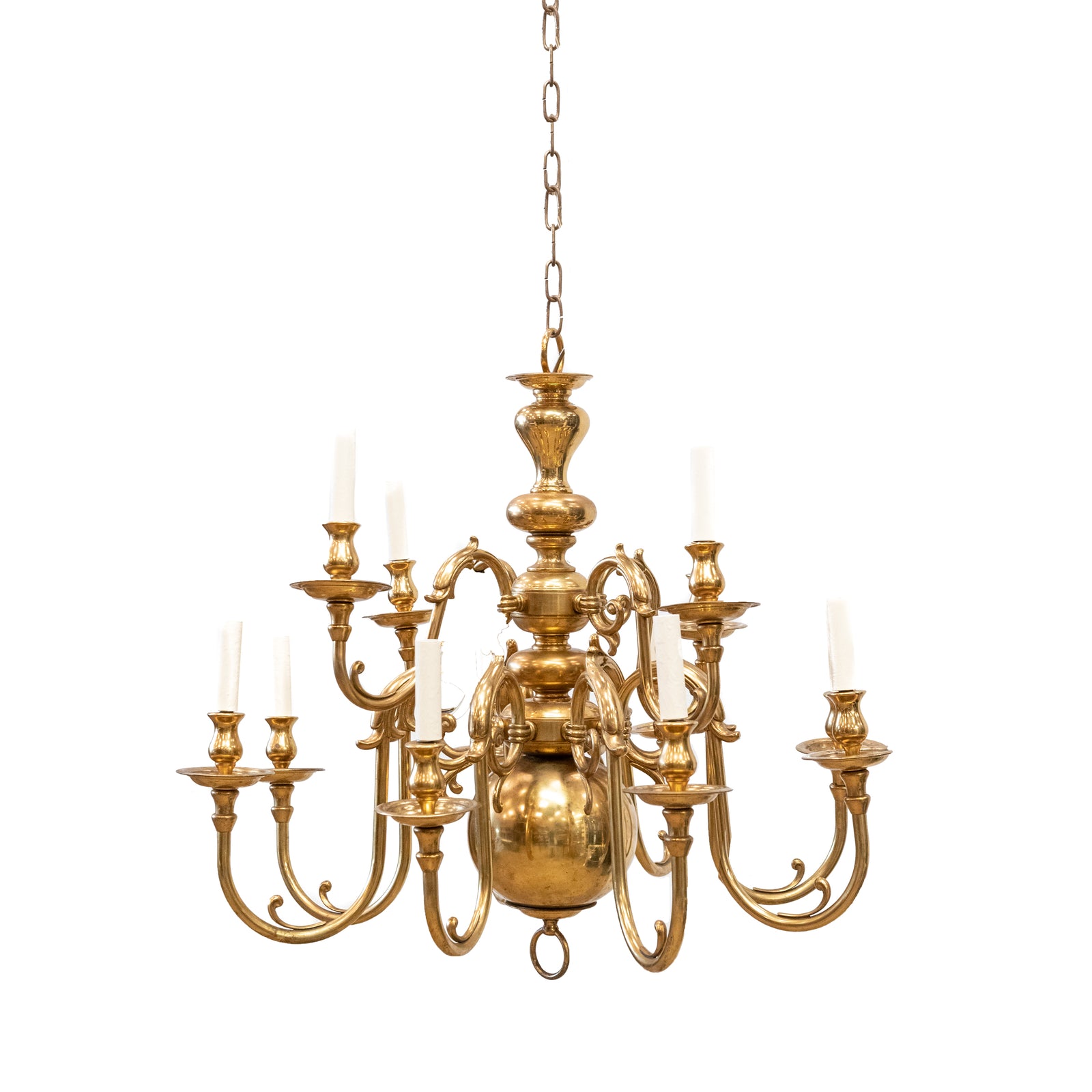 Antique Dutch Style 2 Tier Brass Chandelier | 12 Arms | The Architectural Forum