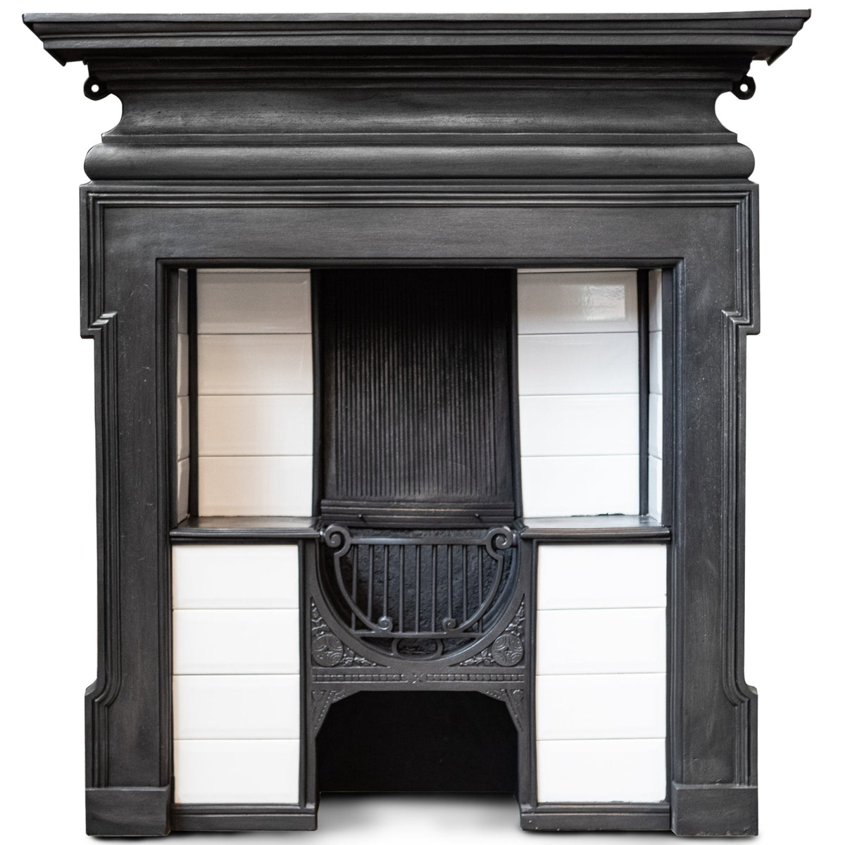 Antique Combination Fireplace with White Tiles | The Architectural Forum