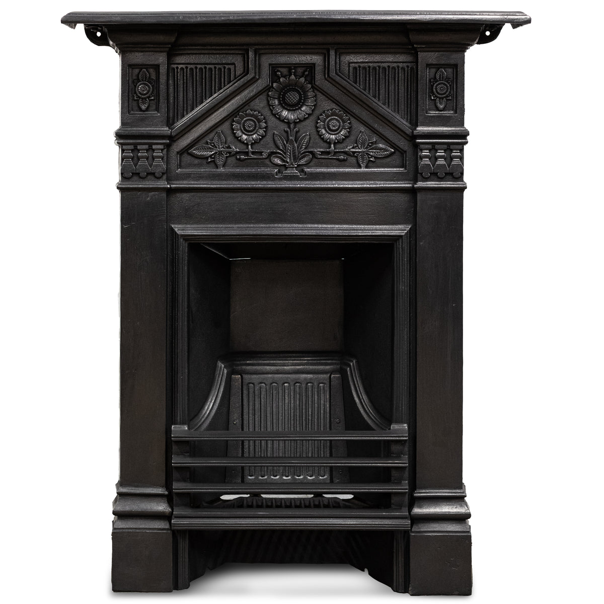 Antique Iron Combination Fireplace With Sunflowers | The Architectural Forum
