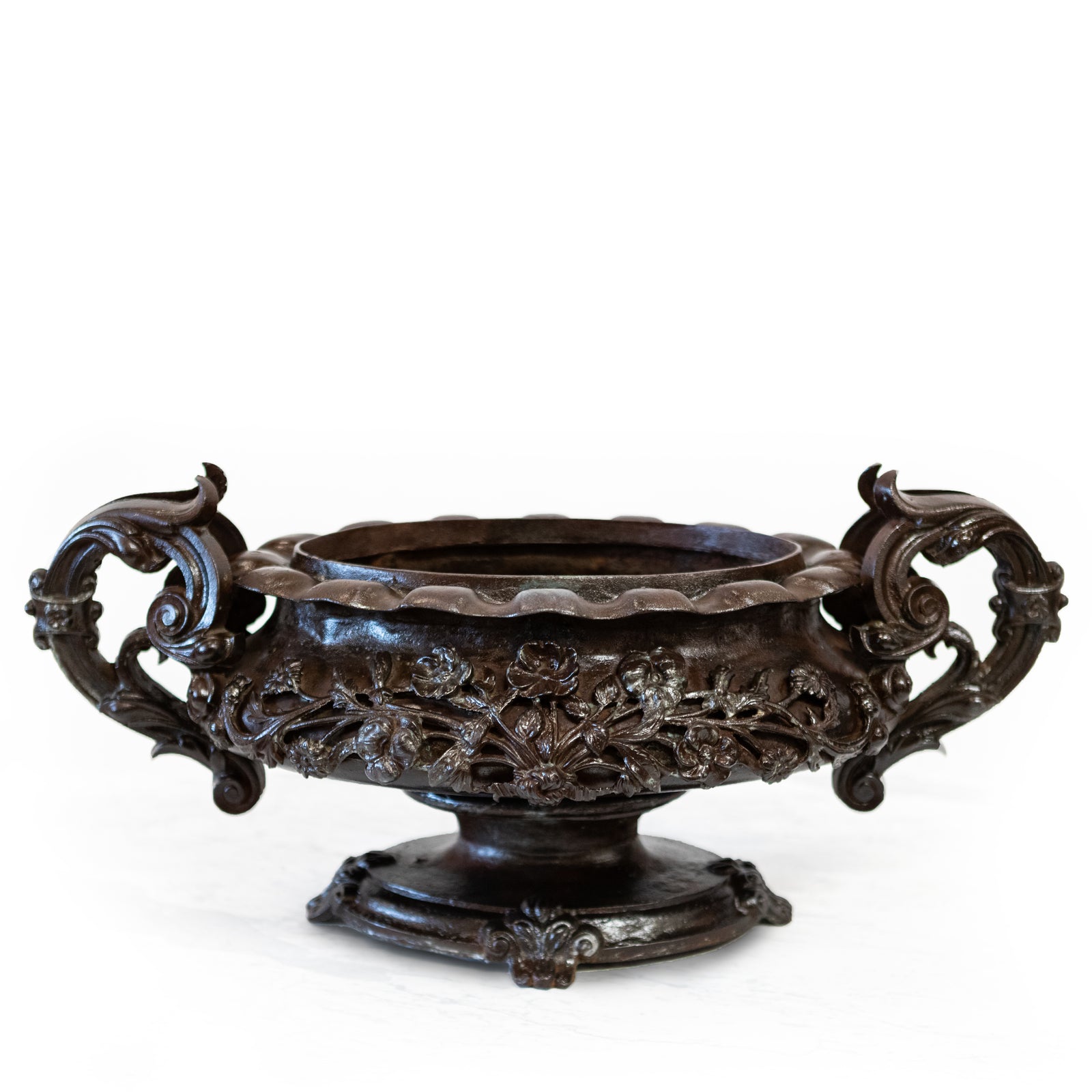 Antique French Cast Iron Urn | Planter Jardiniere | Twin Handle | The Architectural Forum