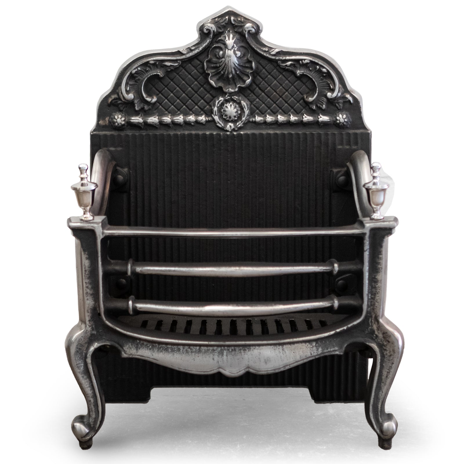 Reclaimed Grand Cast Iron Fire Basket with Finials | The Architectural Forum