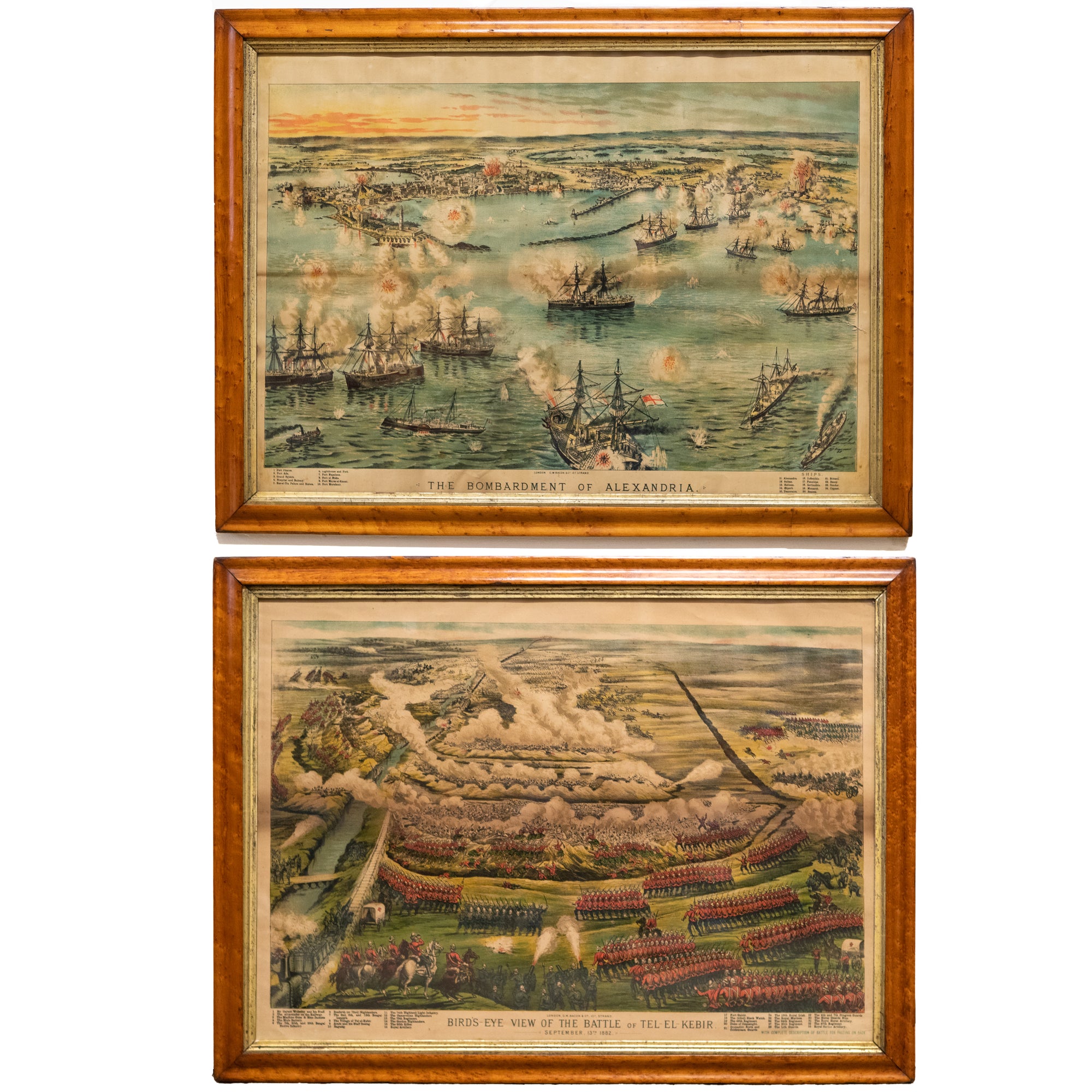 Pair of Antique Maple Framed Battle Scene Prints: GW Bacon & Co | The Architectural Forum