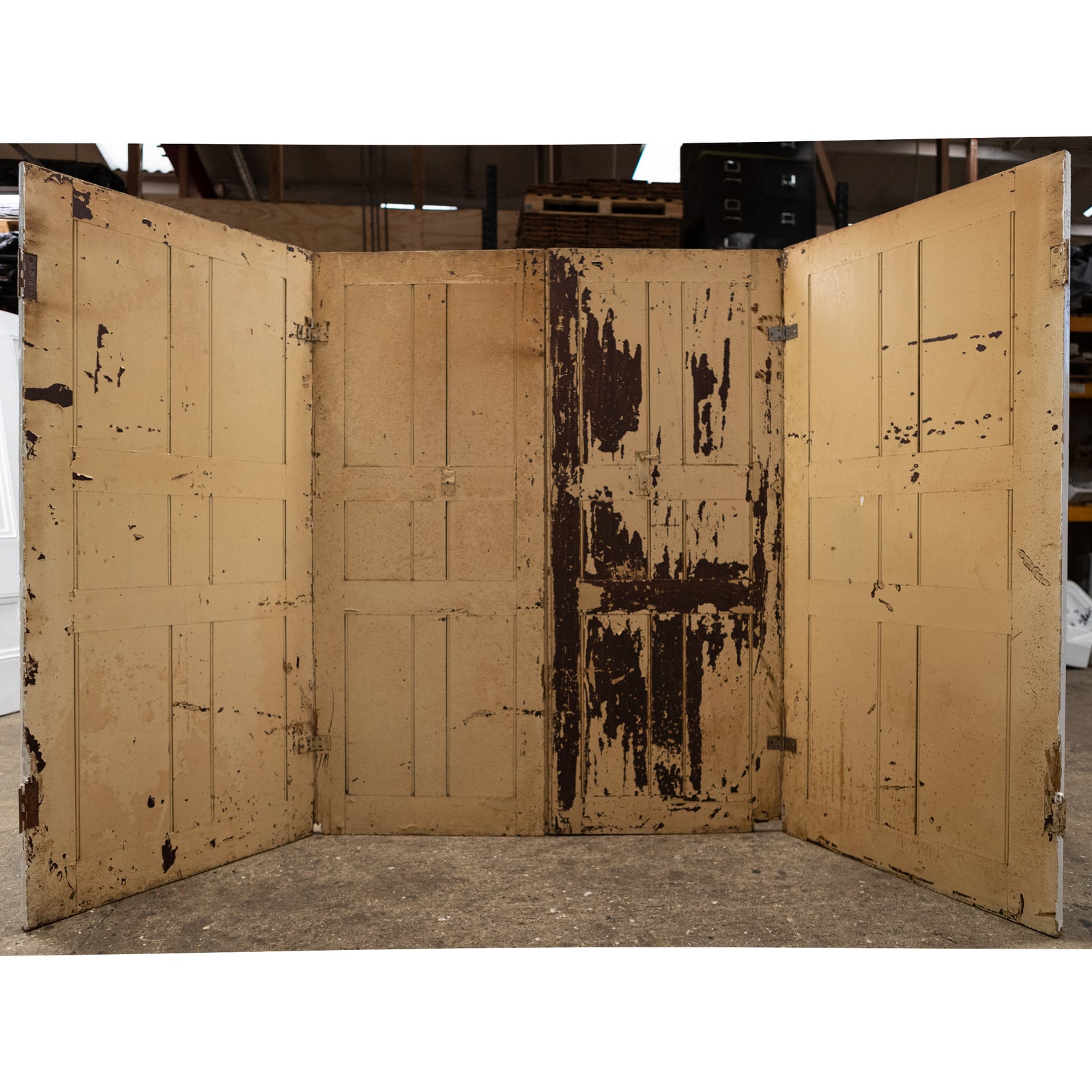 Antique Victorian Pine Bay Window Shutters with Panelling | The Architectural Forum