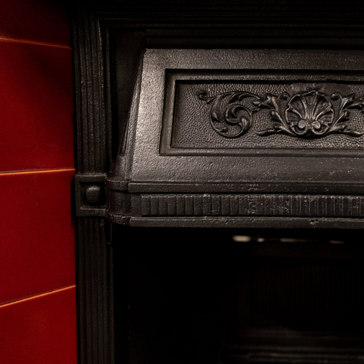 Antique Edwardian Cast Iron Combination Fireplace with Red Tiles | The Architectural Forum