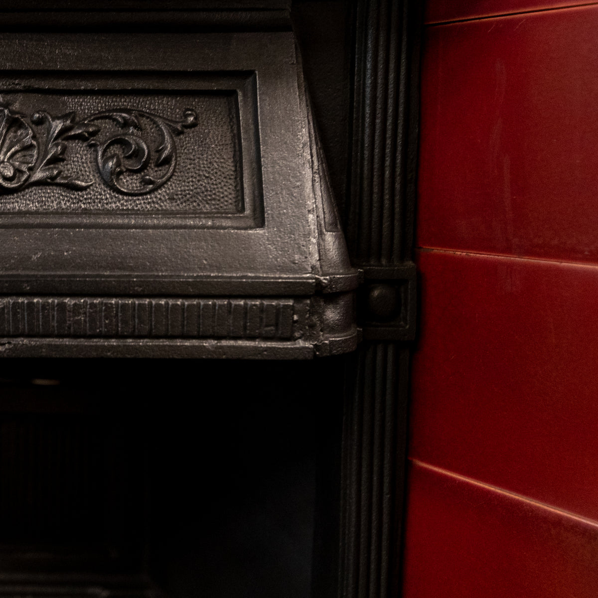 Antique Edwardian Cast Iron Combination Fireplace with Red Tiles | The Architectural Forum