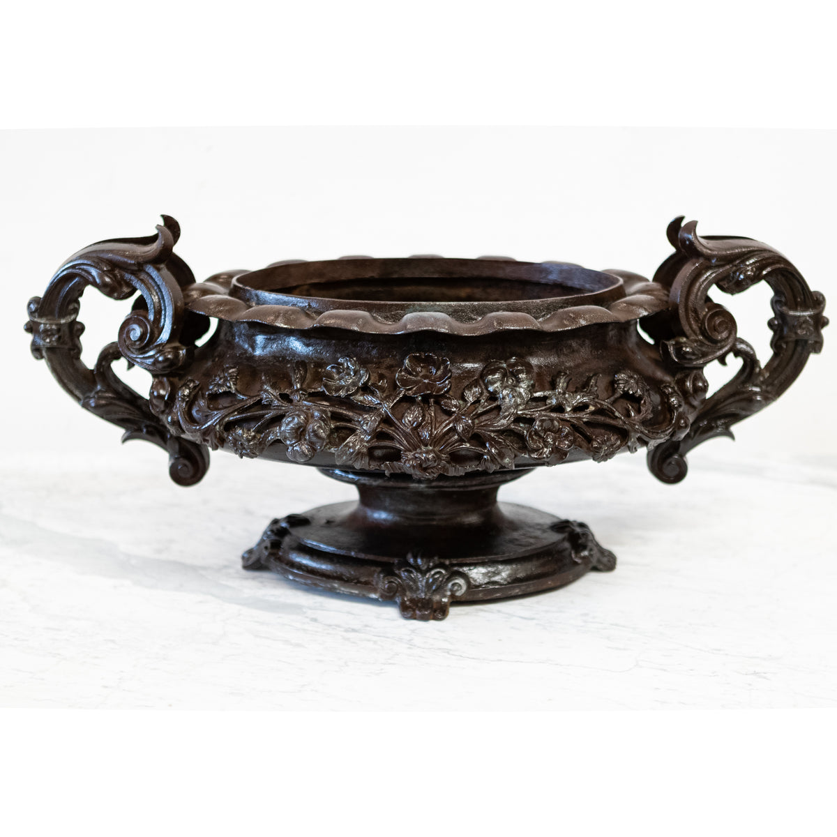 Antique French Cast Iron Urn | Planter Jardiniere | Twin Handle | The Architectural Forum