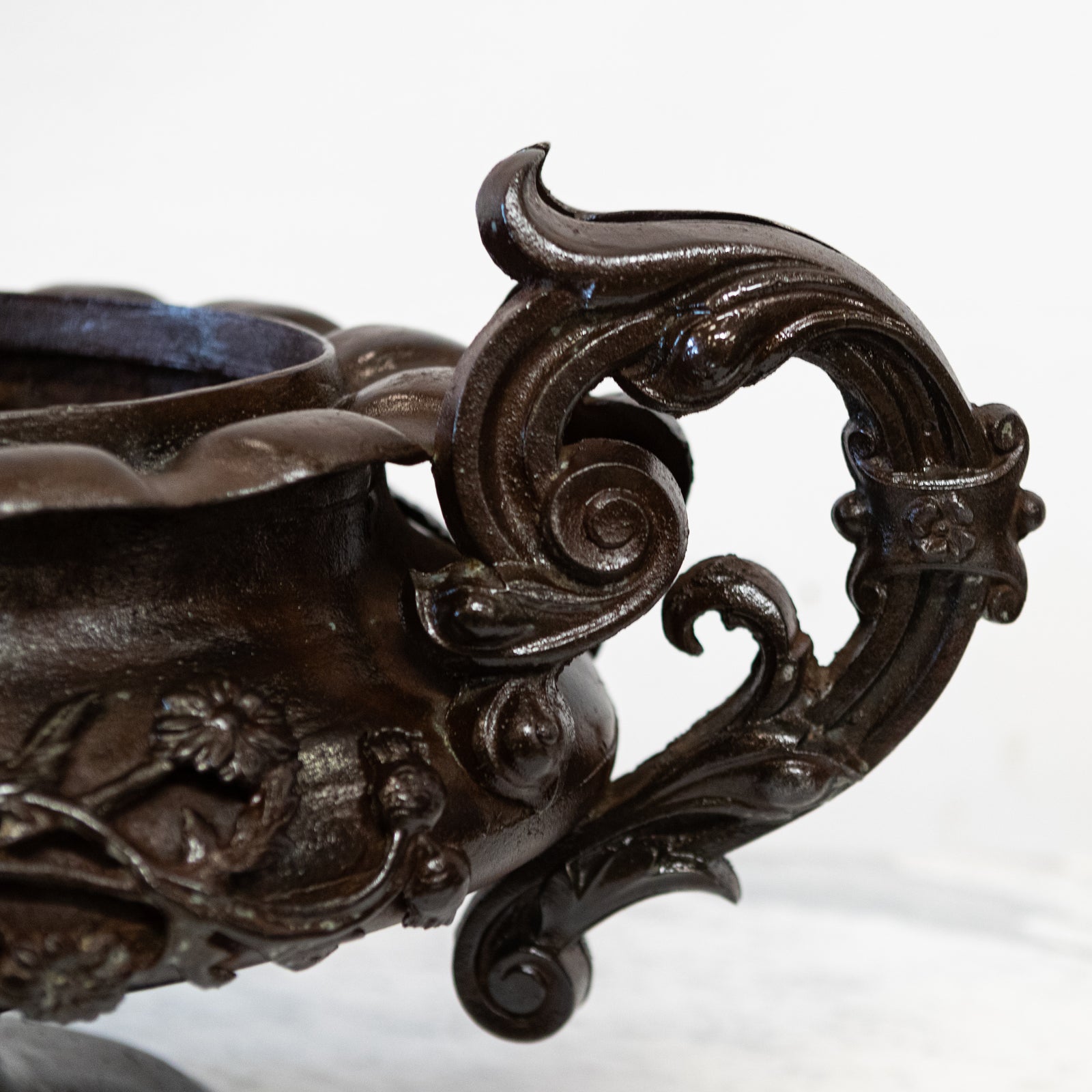 Antique French Cast Iron Urn | Planter Jardiniere | Twin Handle | The Architectural Forum