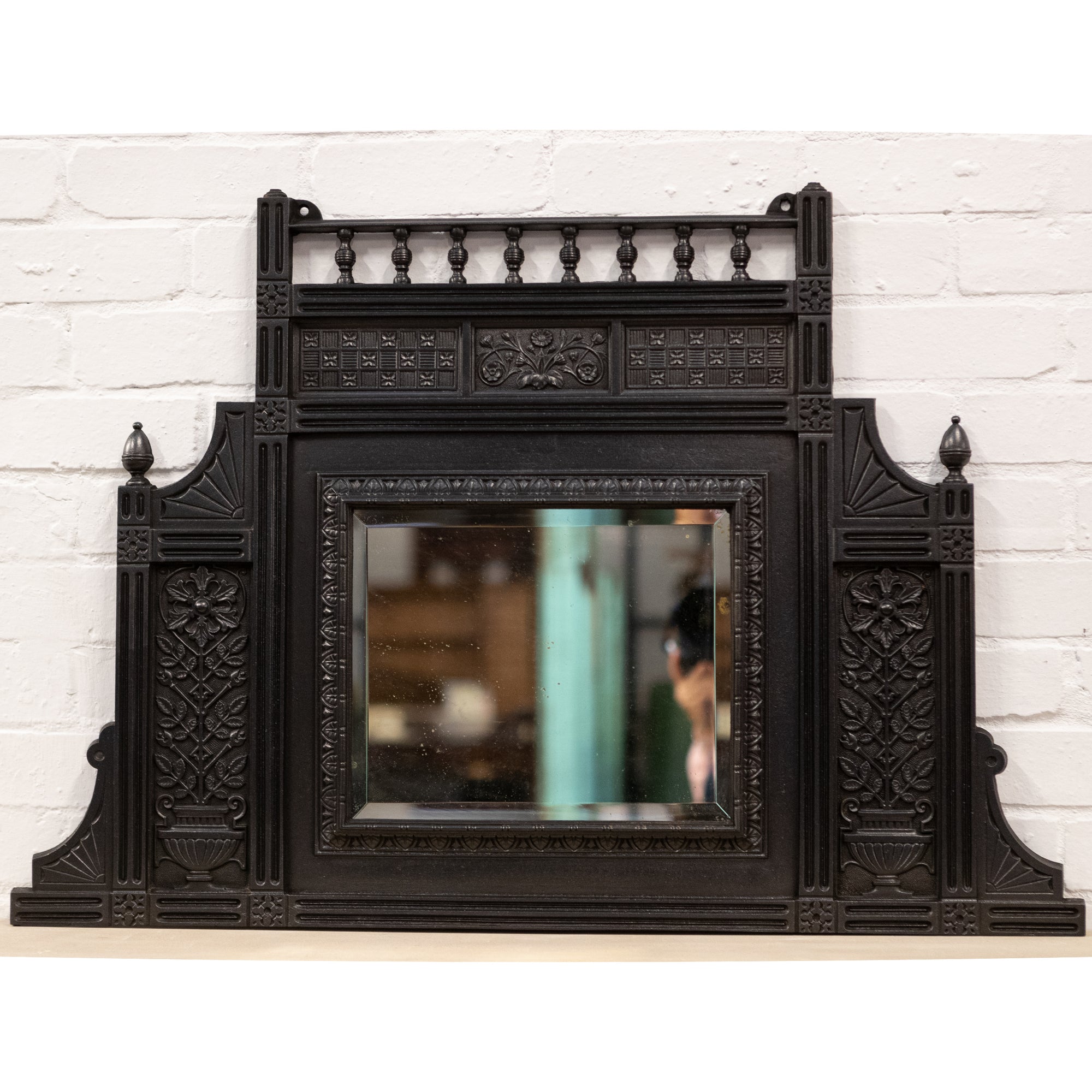Antique Victorian Cast Iron Overmantle With Mirror | The Architectural Forum