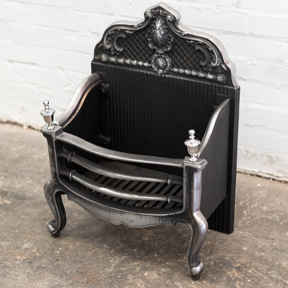 Reclaimed Grand Cast Iron Fire Basket with Finials | The Architectural Forum