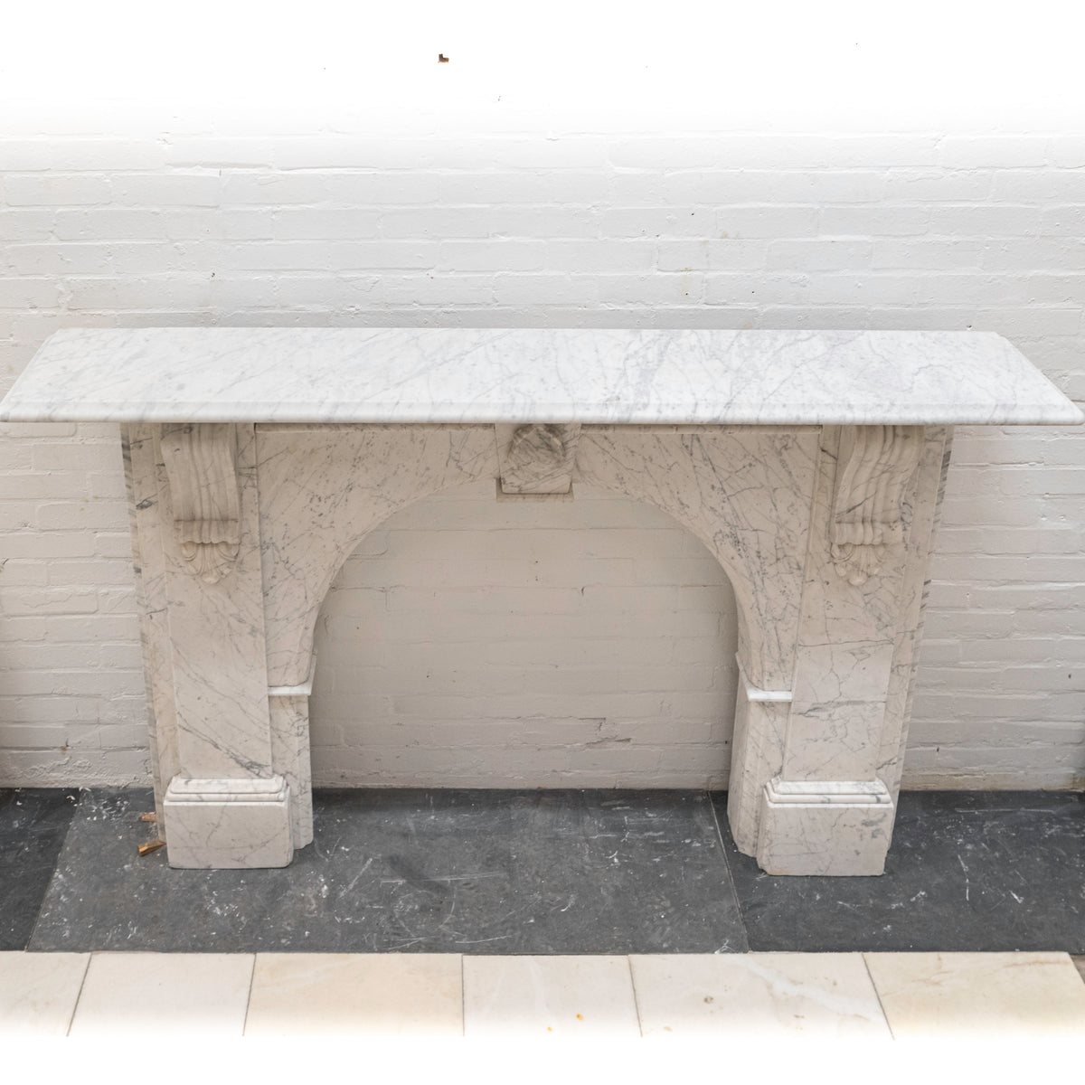 Large Antique Victorian Statuary Marble Arched Surround with Corbels | The Architectural Forum