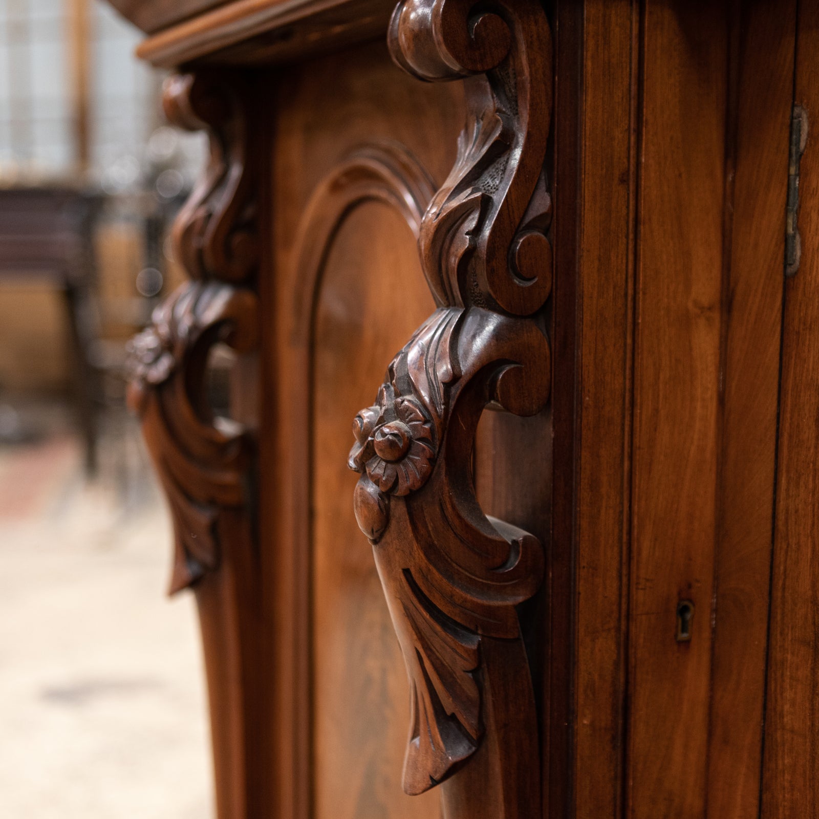 Antique Ornate Carved Mahogany Sideboard with Mirror and Secret Drawers | The Architectural Forum