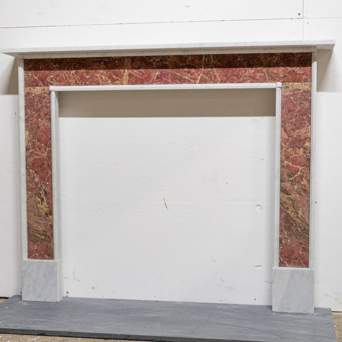 Regency Style Carrara &amp; Rouge Marble Fireplace Surround | The Architectural Forum