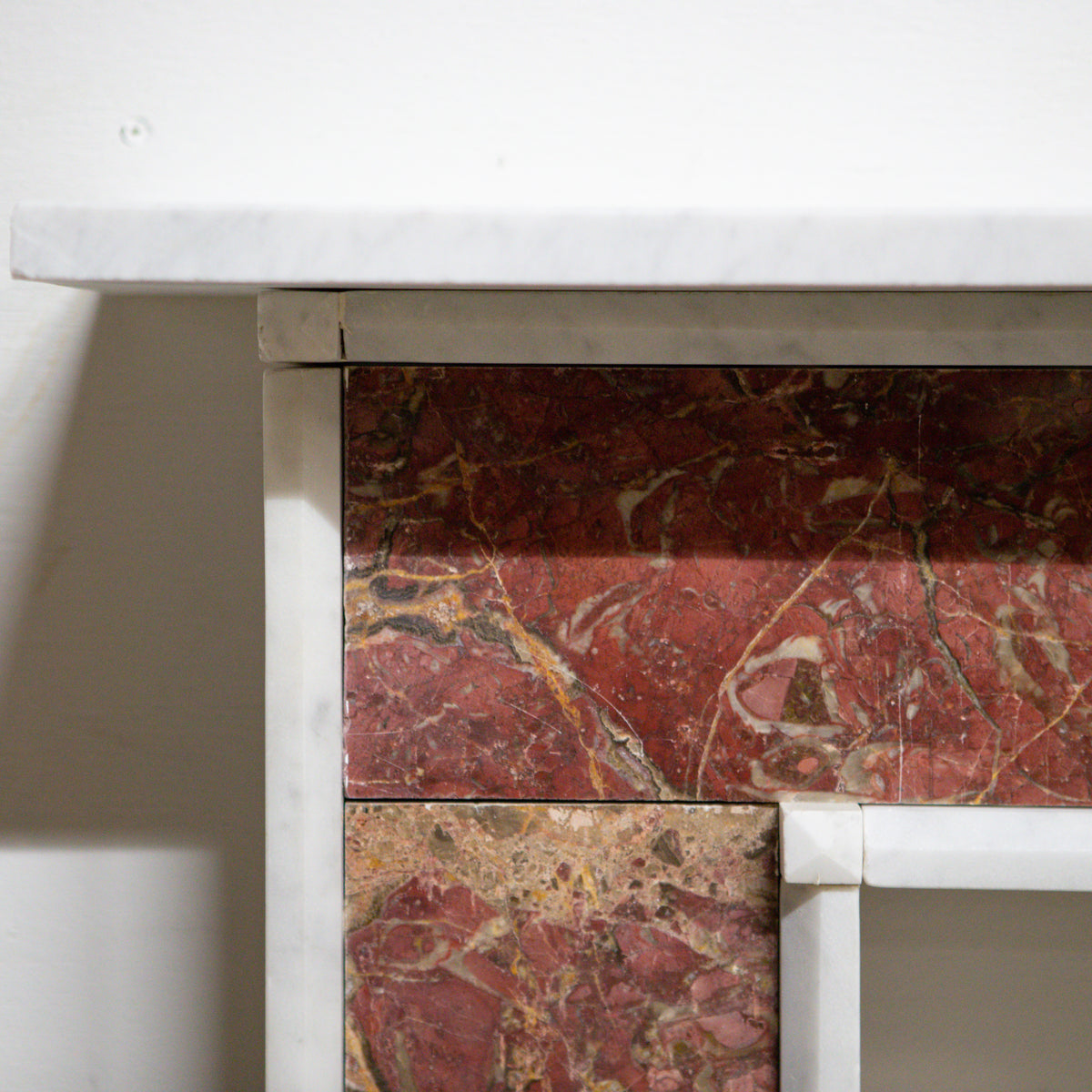 Regency Style Carrara &amp; Rouge Marble Fireplace Surround | The Architectural Forum