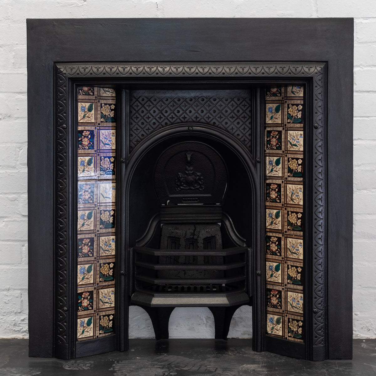 Antique Cast Iron Fireplace Insert with Original Tiles | The Architectural Forum