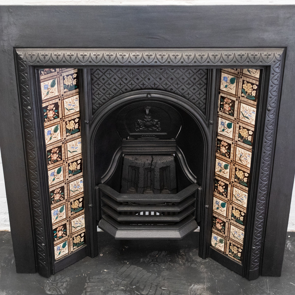 Antique Cast Iron Fireplace Insert with Original Tiles | The Architectural Forum