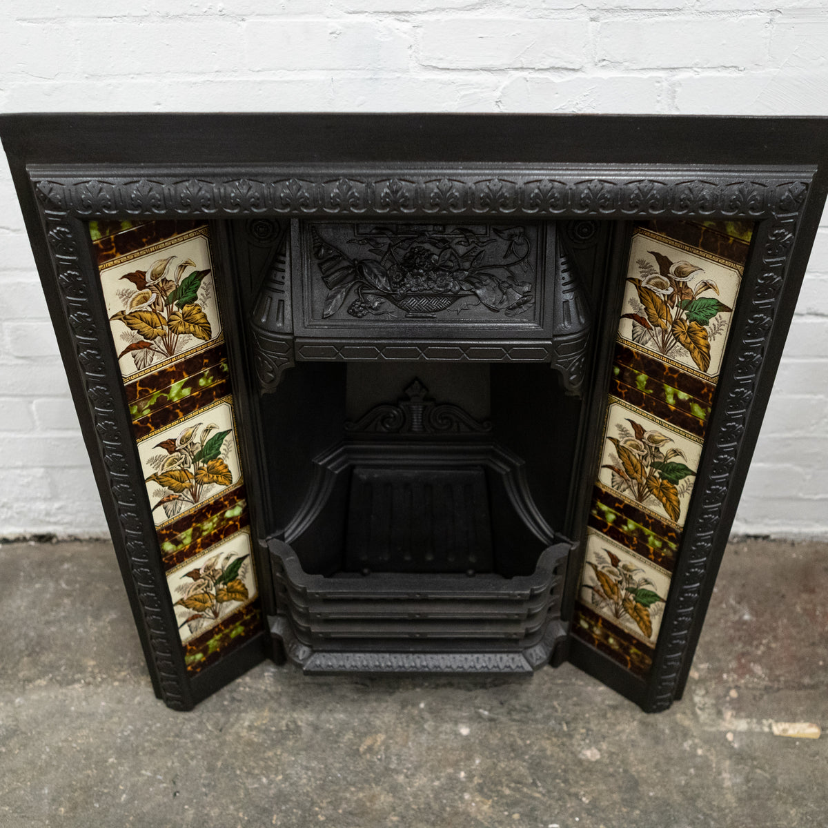 Antique Victorian Tiled Cast Iron Fireplace Insert | The Architectural Forum