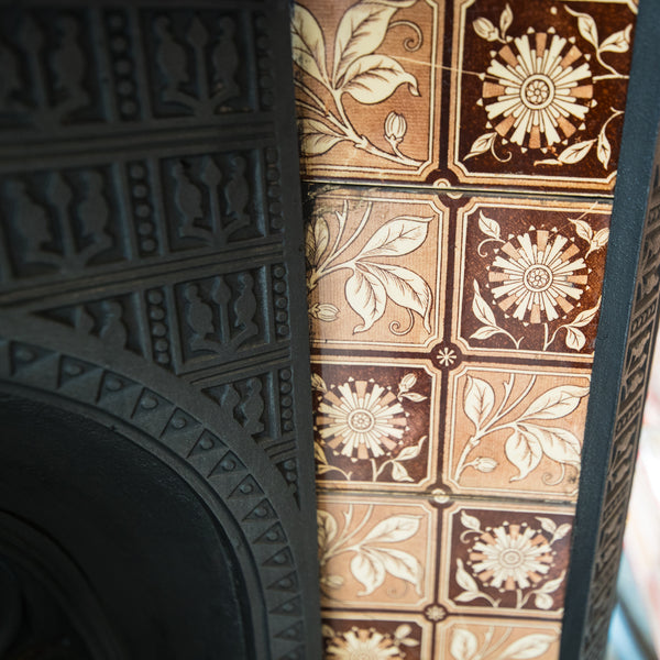 Antique Edwardian Tiled Cast Iron Insert - The Architectural Forum