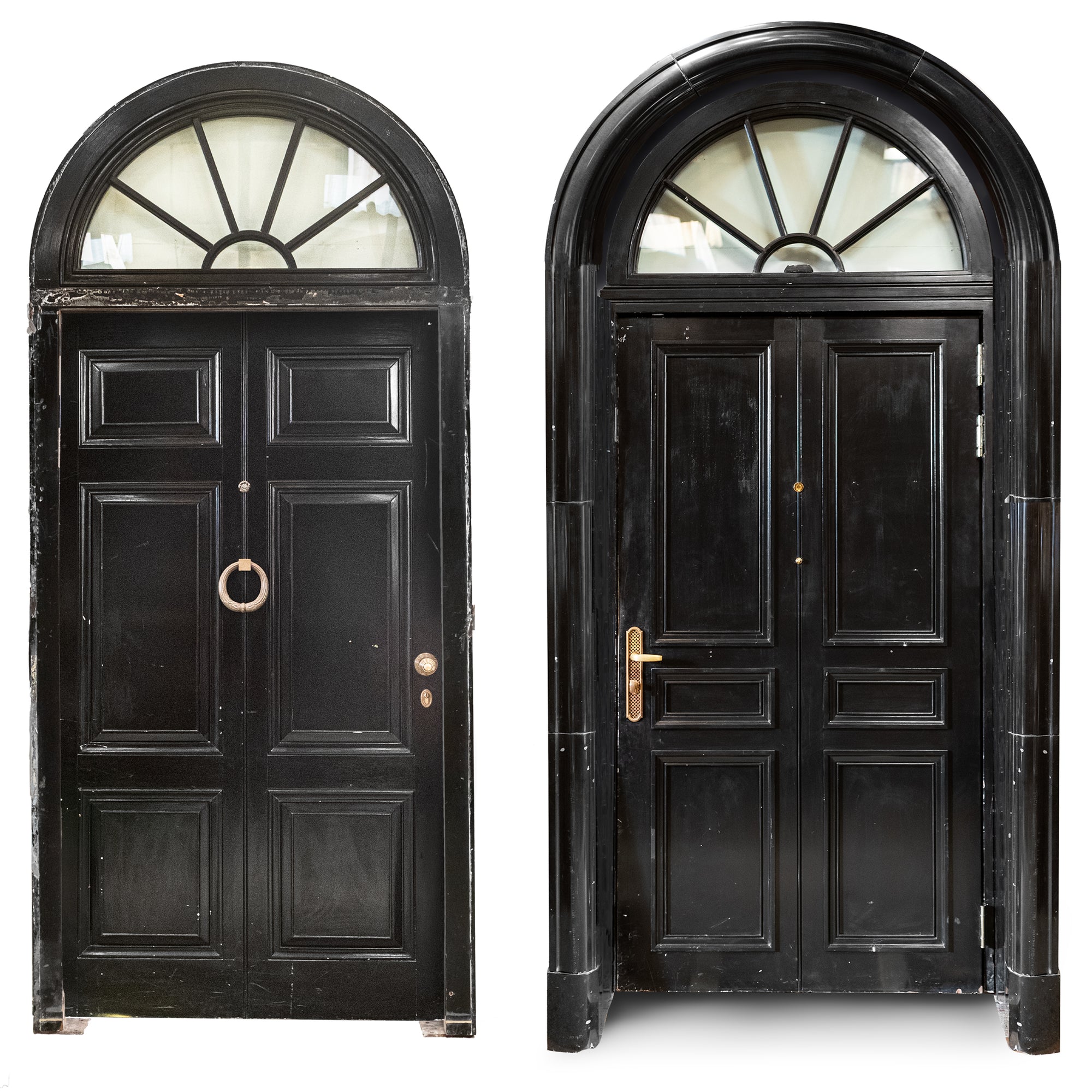 Reclaimed Georgian Style 6 Panel Front Door with Marble Arched Surround & Fan Light | The Architectural Forum
