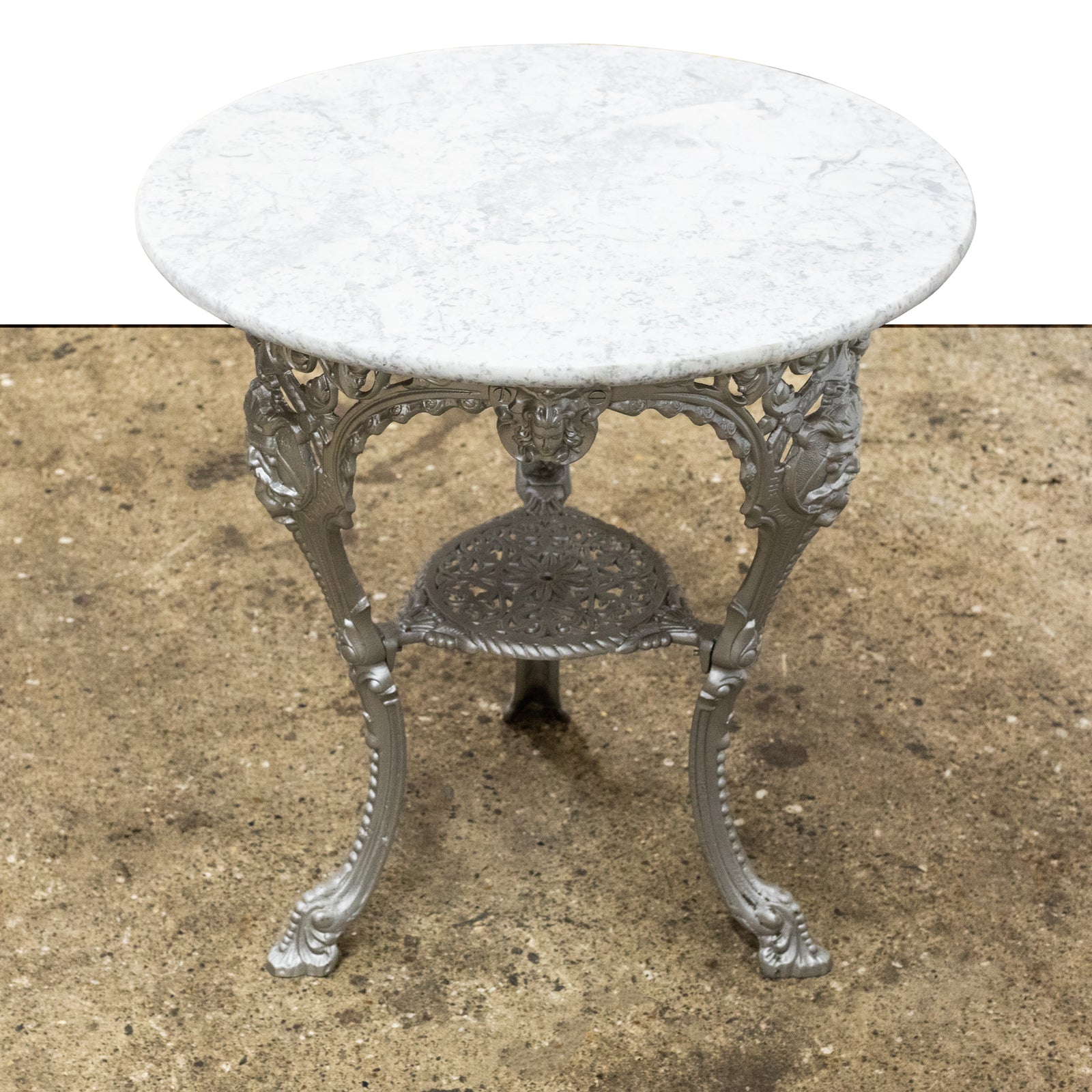 Antique Cast Iron Round Table with Marble Top | The Viking | The Architectural Forum