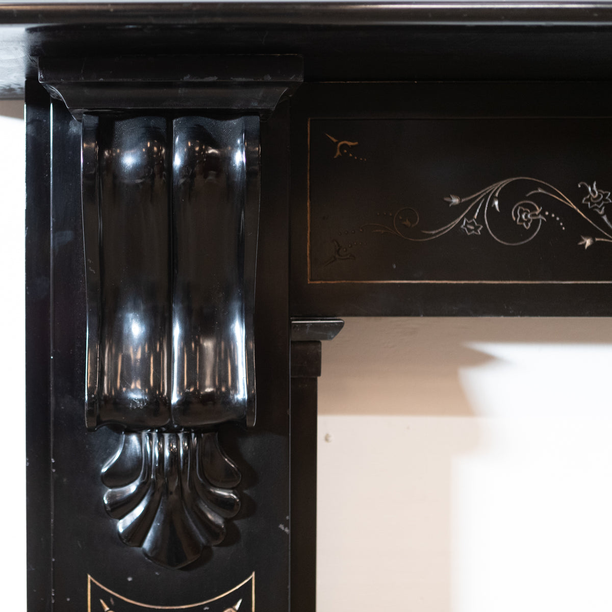 Antique Victorian Slate Fireplace Surround With Corbels &amp; Gold Detailing | The Architectural Forum