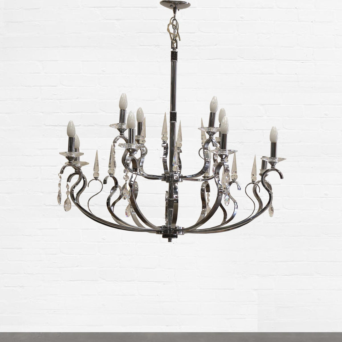Chrome and Cut Glass Chandelier | The Architectural Forum