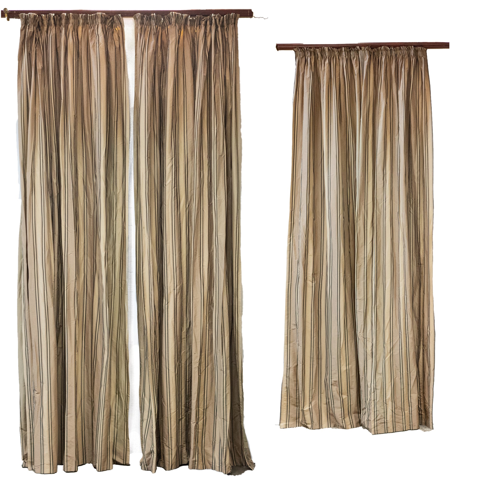 Reclaimed Extra Long Brushed Silk Striped Curtains | 2 Pairs Available | The Architectural Forum
