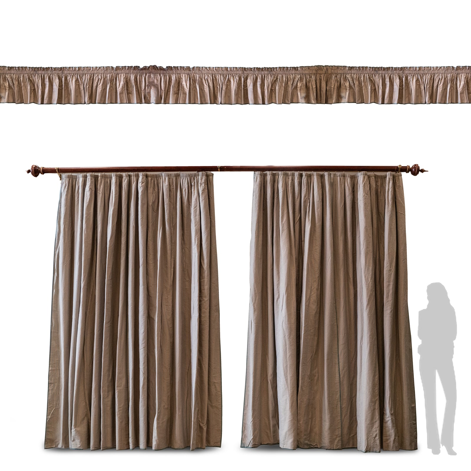 Reclaimed Large Heavy Pinstripe Curtains with Pelmet | The Architectural Forum
