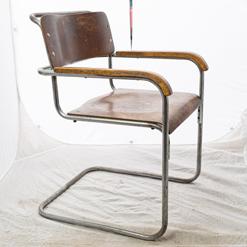 Reclaimed Bauhaus Wooden and Chrome Chair | The Architectural Forum