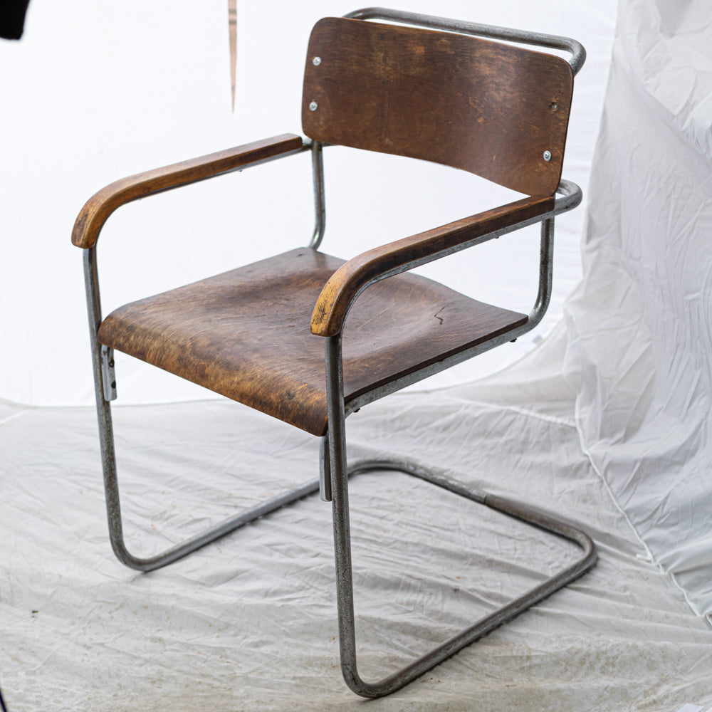 Reclaimed Bauhaus Wooden and Chrome Chair | The Architectural Forum