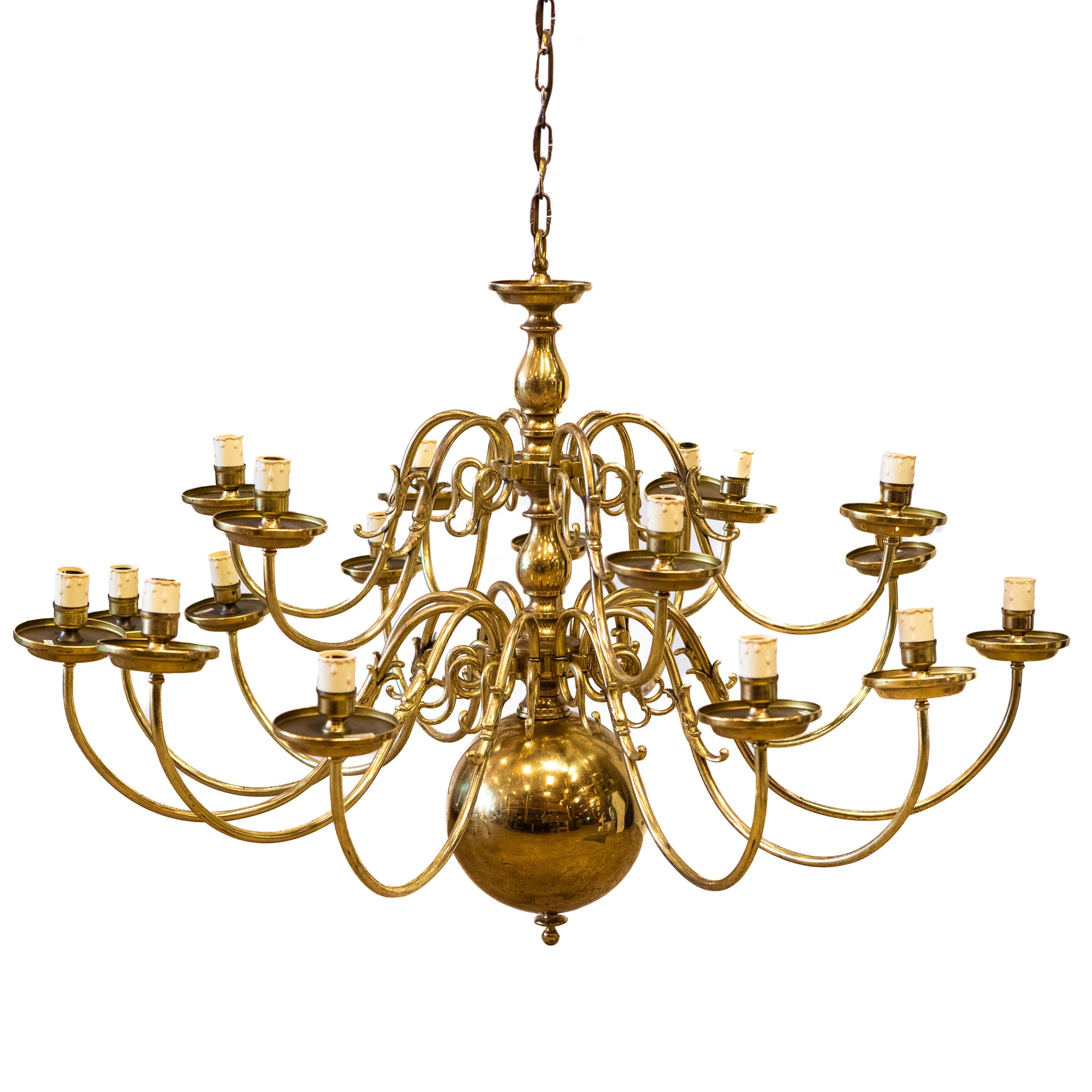 Antique Reclaimed Large Brass Chandelier | 18 Arm | The Architectural Forum