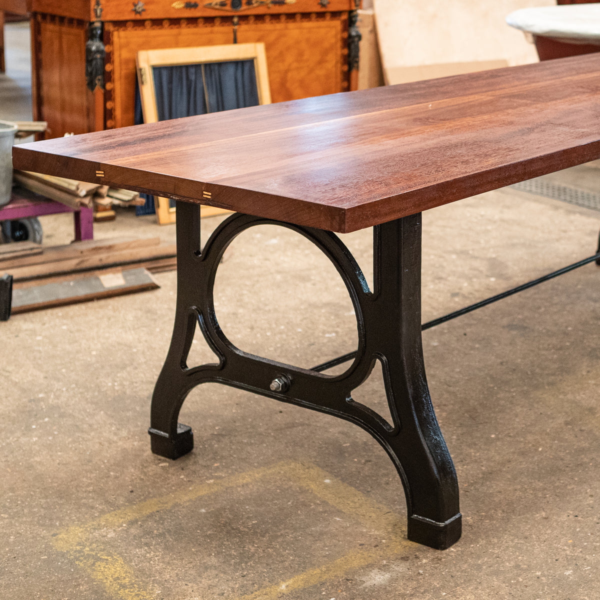 Teak Plank TopTable With Industrial Cast Iron Legs | The Architectural Forum
