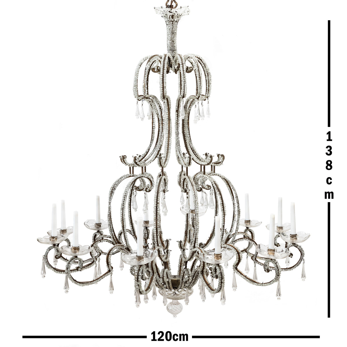 Large Reclaimed Beaded Crystal Murano Glass Chandelier | The Architectural Forum