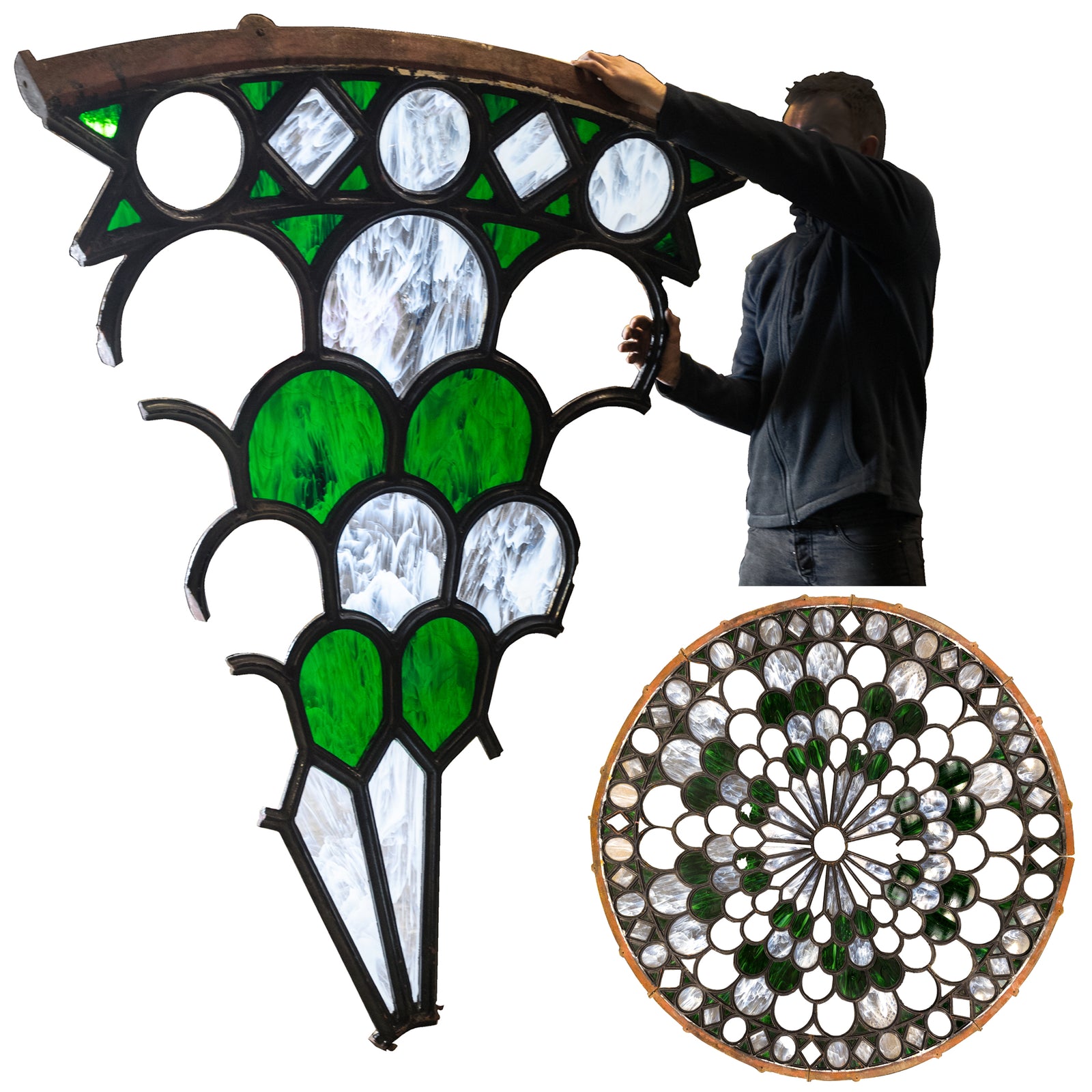 Magnificent Antique Domed Cast Iron Skylight with Stained Glass (3.5m) | The Architectural Forum