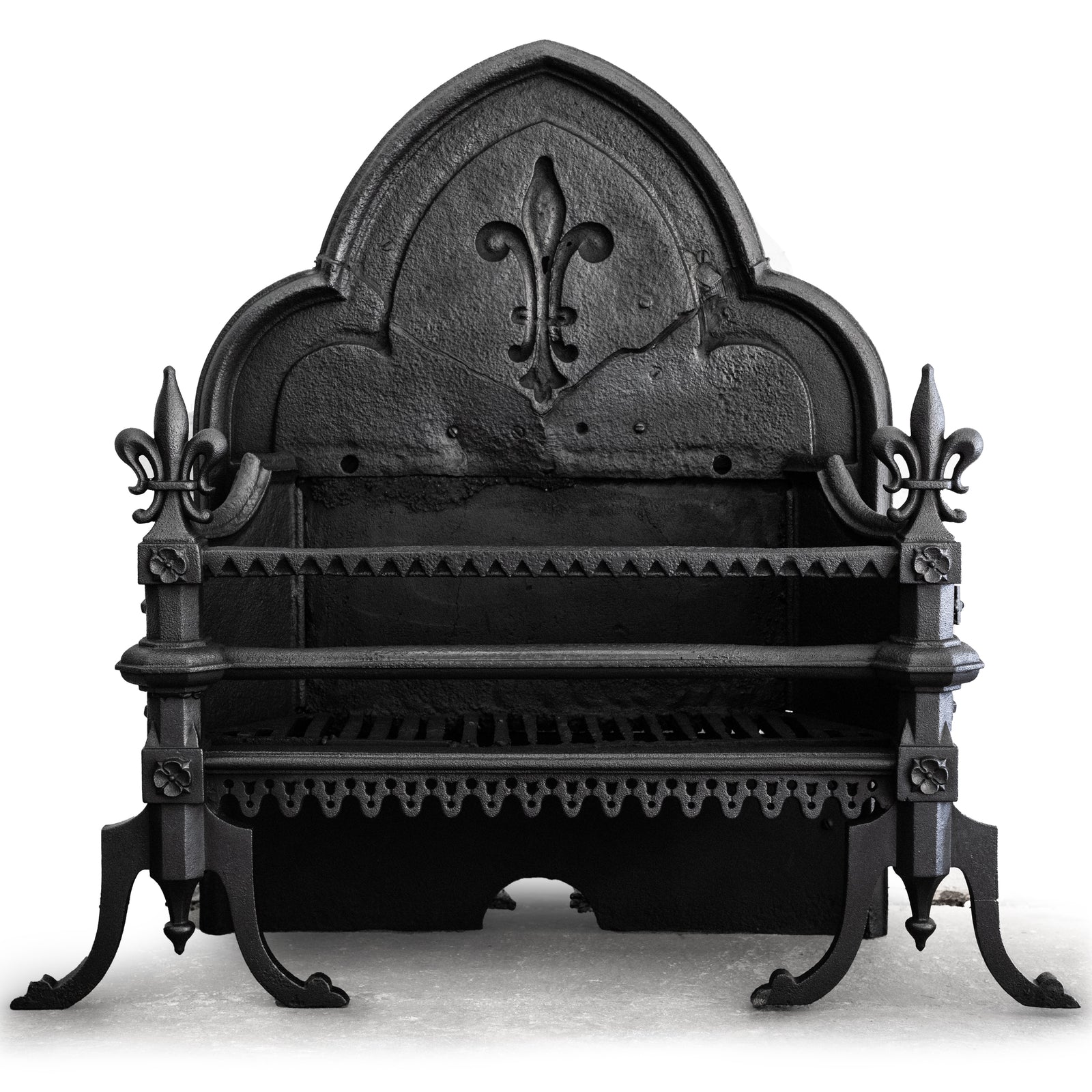 Antique Gothic Revival Cast Iron Fire Basket | The Architectural Forum