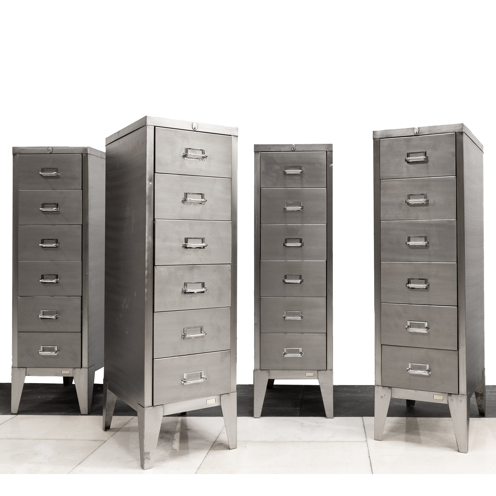 Mid Century Hand Polished Industrial Steel Filing Cabinet (2 available) | The Architectural Forum