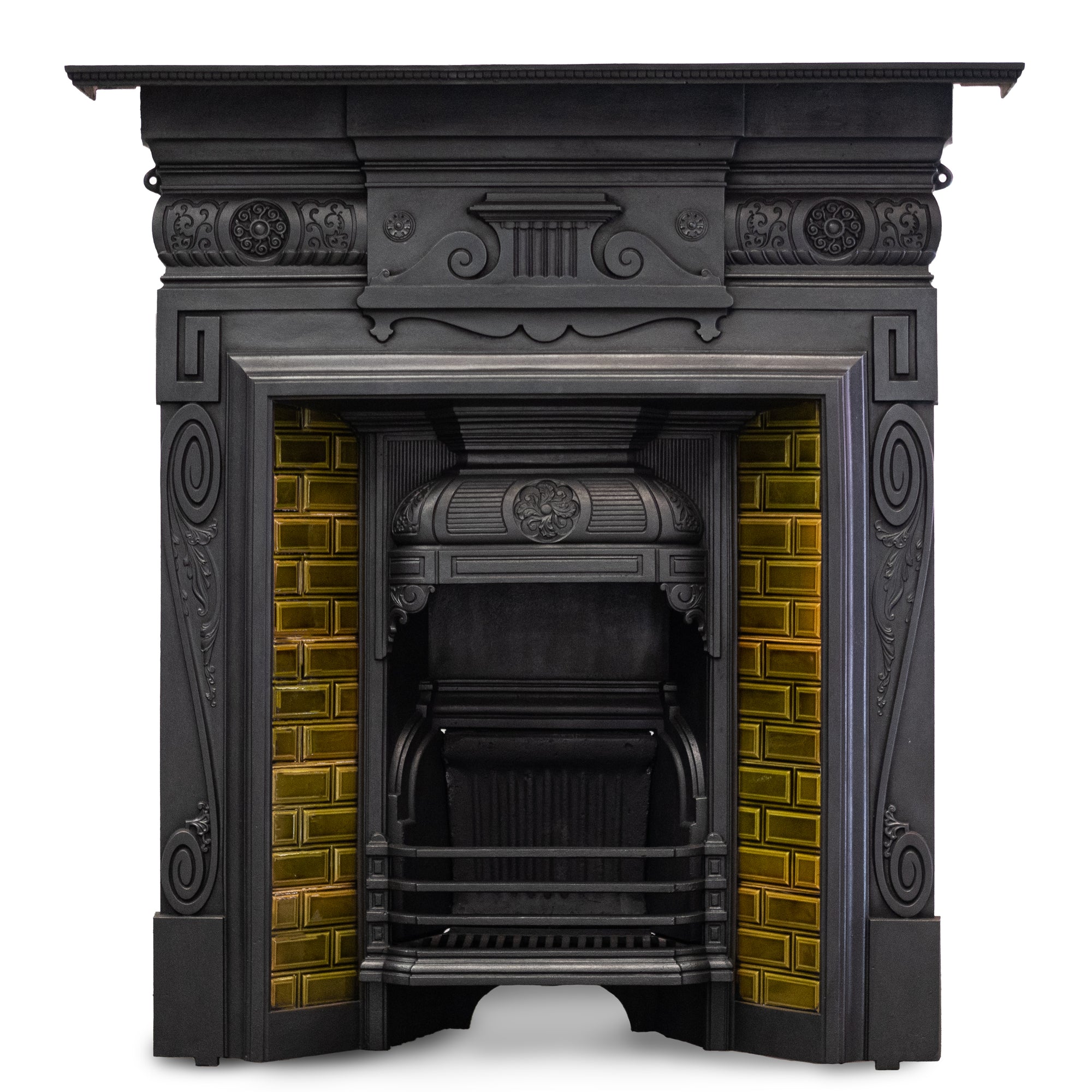 Antique Victorian Combination Fireplace with Green Tiles | The Architectural Forum