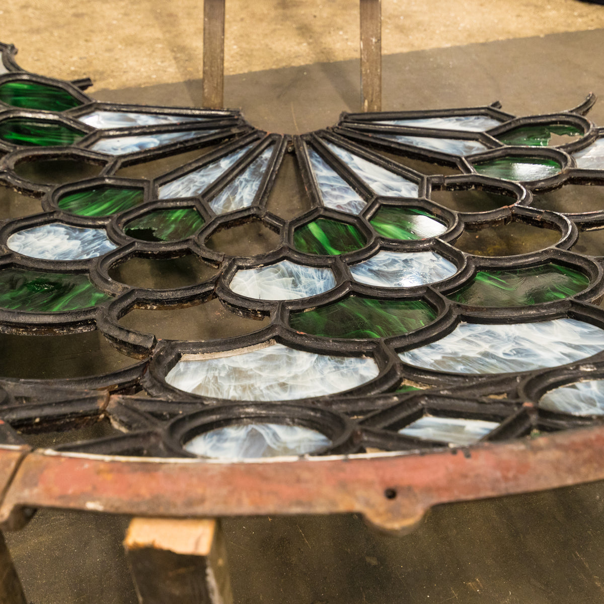 Magnificent Antique Domed Cast Iron Skylight with Stained Glass (3.5m) | The Architectural Forum