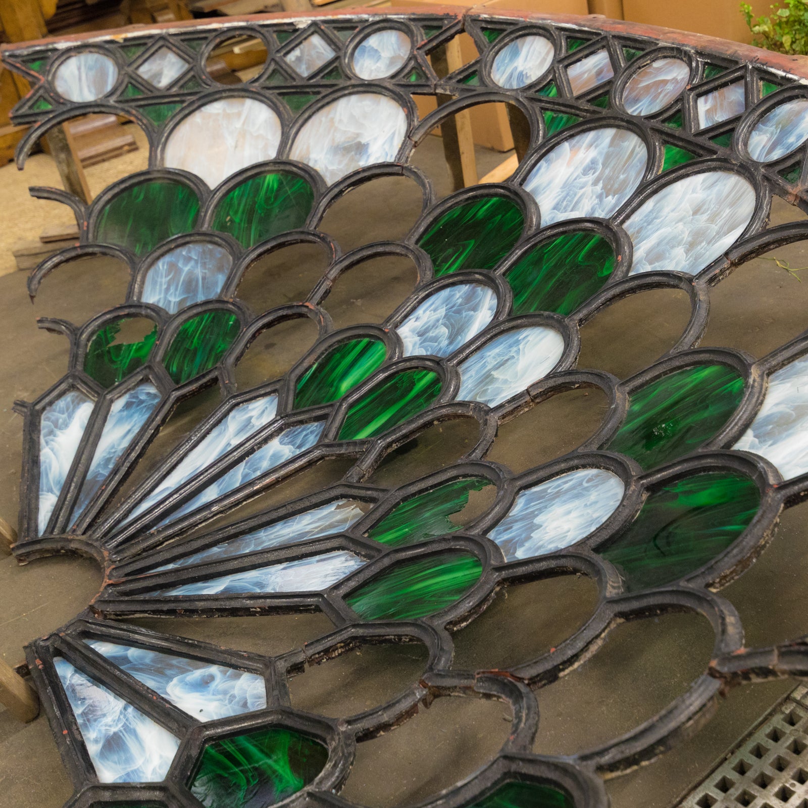 Magnificent Antique Domed Cast Iron Skylight with Stained Glass (3.5m) | The Architectural Forum